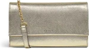 RADLEY London Chancery Row Women's Mini Leather Flapover Crossbody Bag, Pale Gold