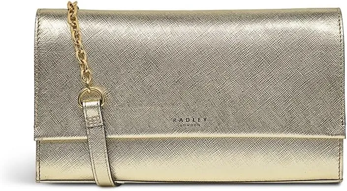 RADLEY London Chancery Row Women's Mini Leather Flapover Crossbody Bag, Pale Gold