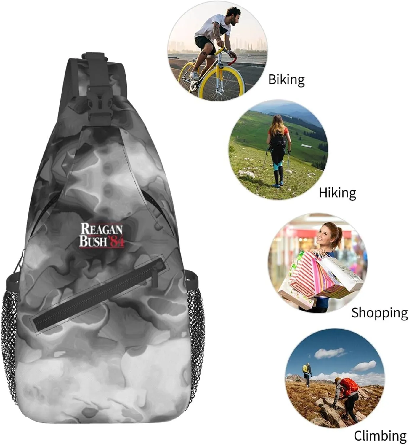 Reagan Bush 84 Sling Bag Crossbody Backpack Shoulder Casual Daypack Bag for Men Women