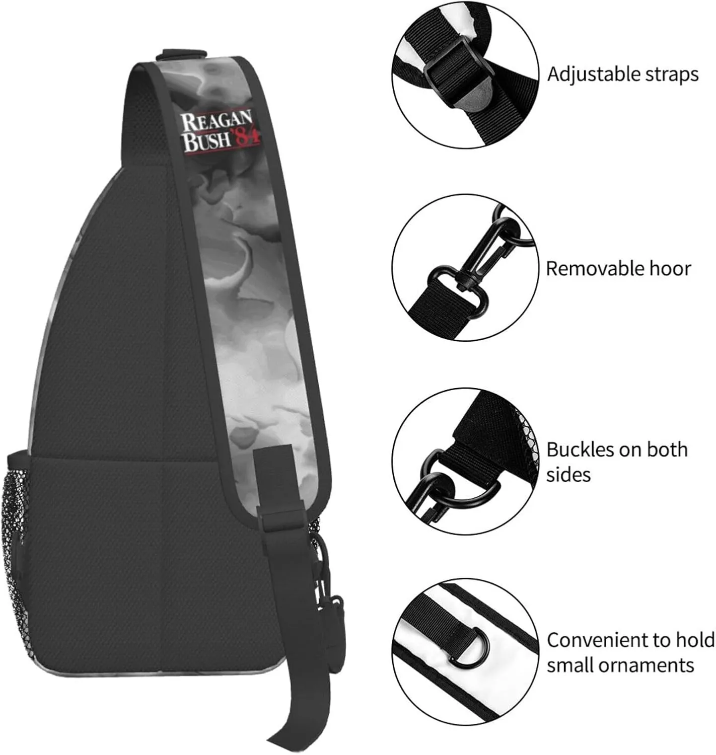 Reagan Bush 84 Sling Bag Crossbody Backpack Shoulder Casual Daypack Bag for Men Women