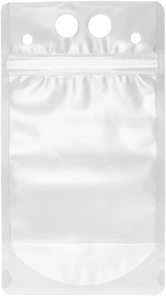 Restaurantware Bag Tek 5.1 X 1.6 Inch Drink Pouches 100 Double Zipper Juice Pouches - Hand-Held Straw Storage Translucent Plastic Drink Bags Heavy Duty Tamper-Evident