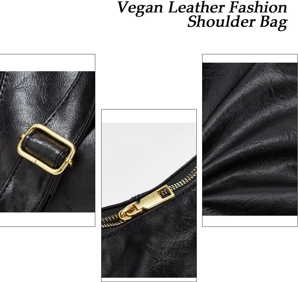 Retro Shoulder Bags for Women Vegan Leather Tote Handbags Slouchy Large Crossbody Bag with Adjustable Strap