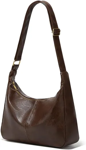 Retro Shoulder Bags for Women Vegan Leather Tote Handbags Slouchy Large Crossbody Bag with Adjustable Strap