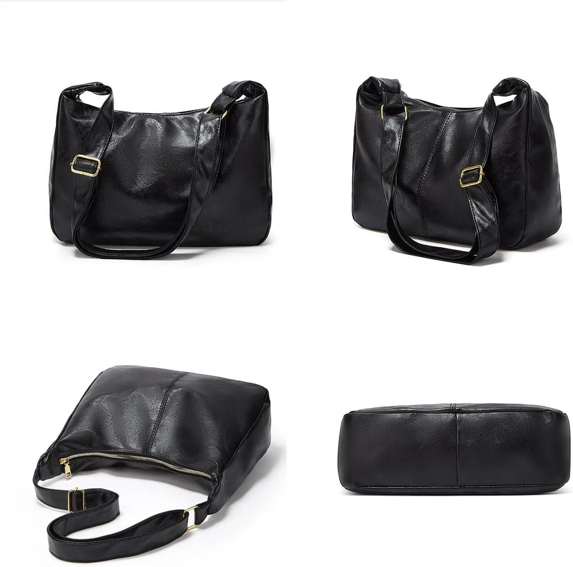 Retro Shoulder Bags for Women Vegan Leather Tote Handbags Slouchy Large Crossbody Bag with Adjustable Strap