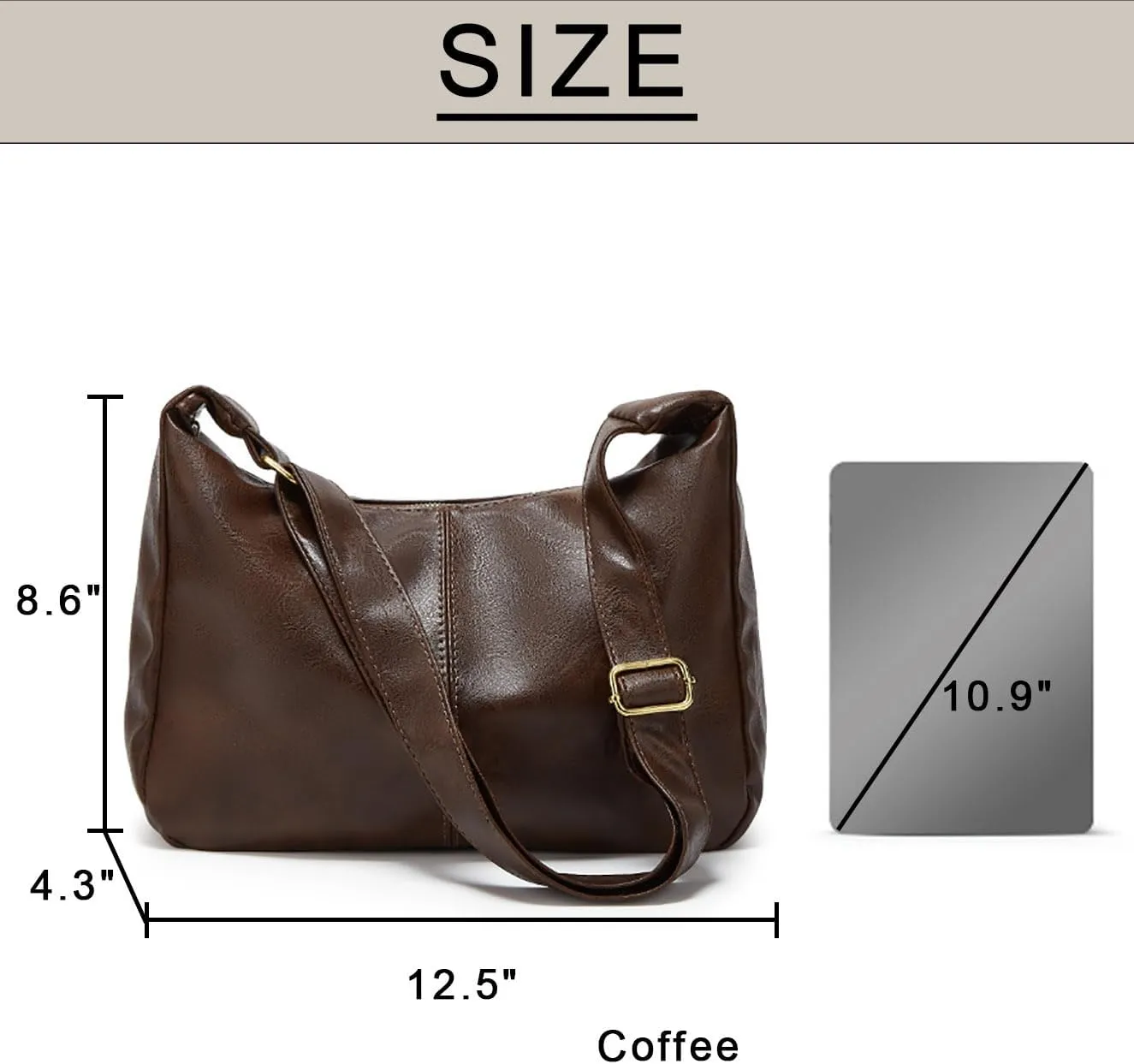 Retro Shoulder Bags for Women Vegan Leather Tote Handbags Slouchy Large Crossbody Bag with Adjustable Strap