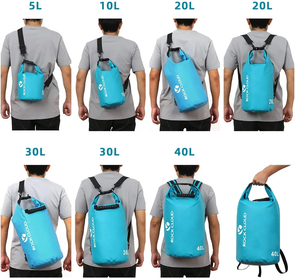 ROCK CLOUD Dry Bag Waterproof 10L Dry Sack for Kayaking Rafting Boating Beach Surfing Swimming Canoe Camping Hiking Fishing Ski