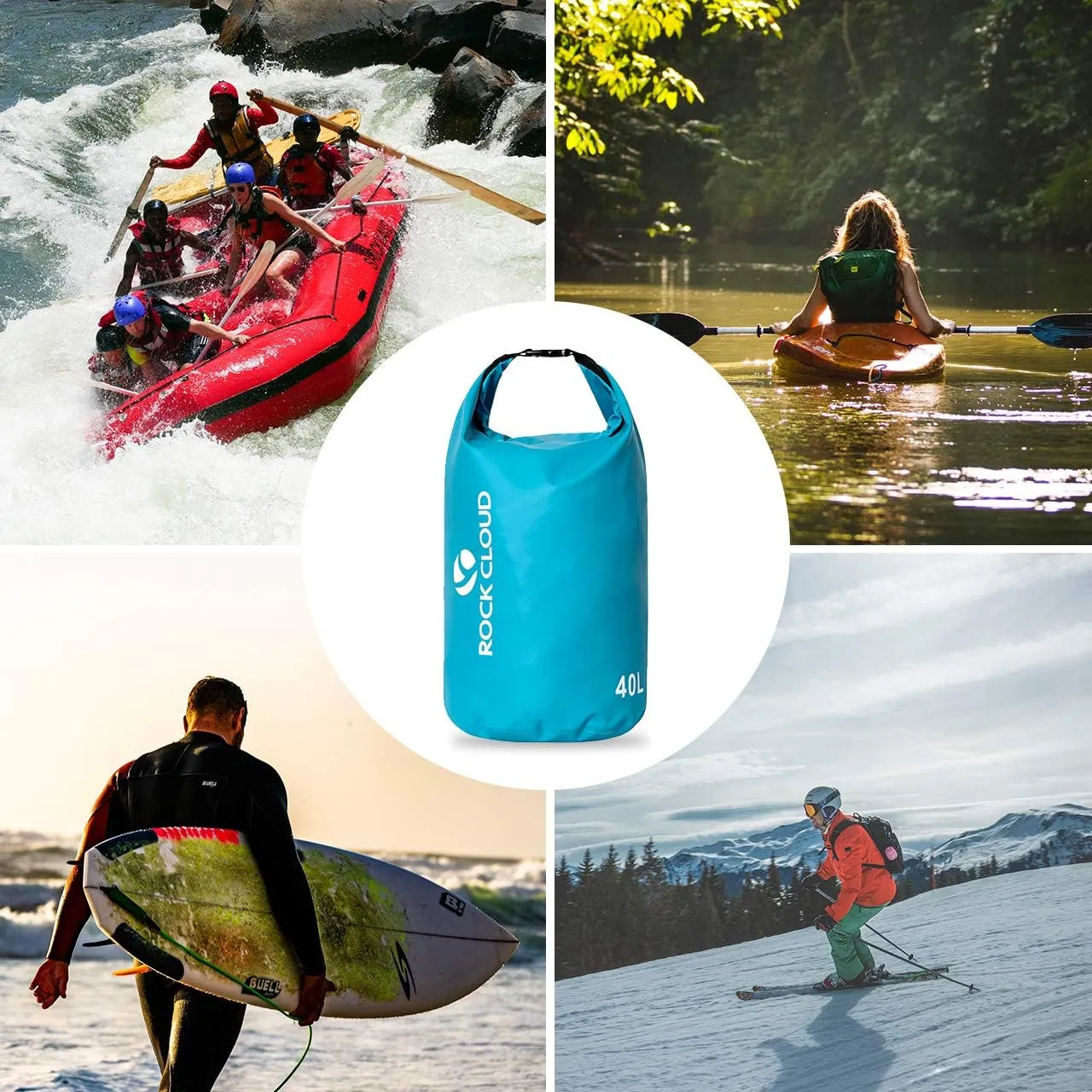 ROCK CLOUD Dry Bag Waterproof 10L Dry Sack for Kayaking Rafting Boating Beach Surfing Swimming Canoe Camping Hiking Fishing Ski