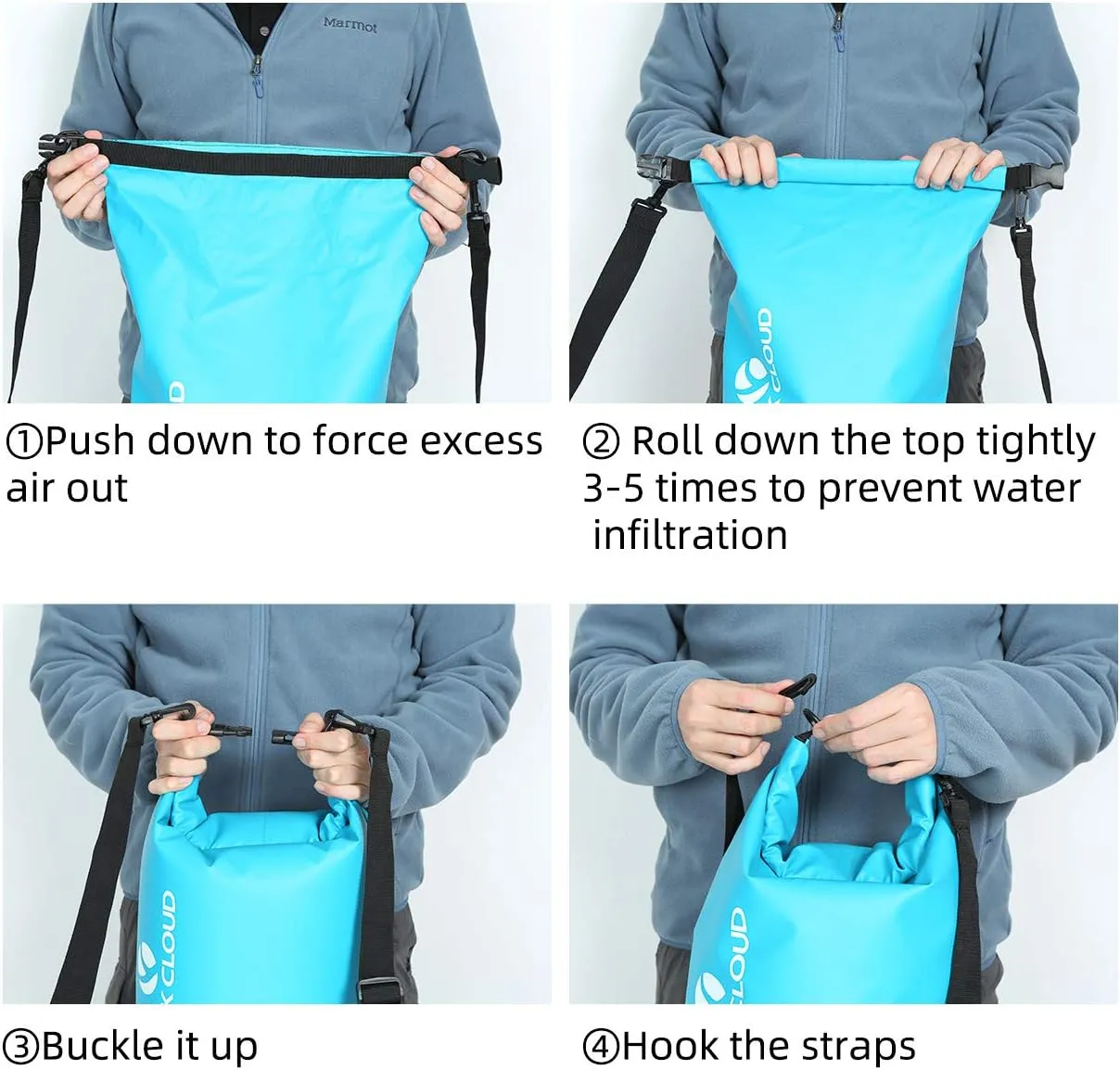 ROCK CLOUD Dry Bag Waterproof 10L Dry Sack for Kayaking Rafting Boating Beach Surfing Swimming Canoe Camping Hiking Fishing Ski