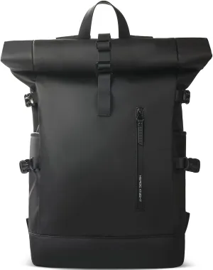 Rolltop Backpack with Laptop Compartment for 15.6 Inch Computer, Waterproof Anti-Theft Laptop Backpack for Men and Women, Expandable 18-27L Roll Top Backpack for Work Business Travel College -Black