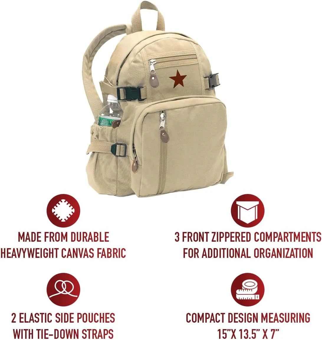 Rothco Vintage Canvas Compact Backpack (Khaki)