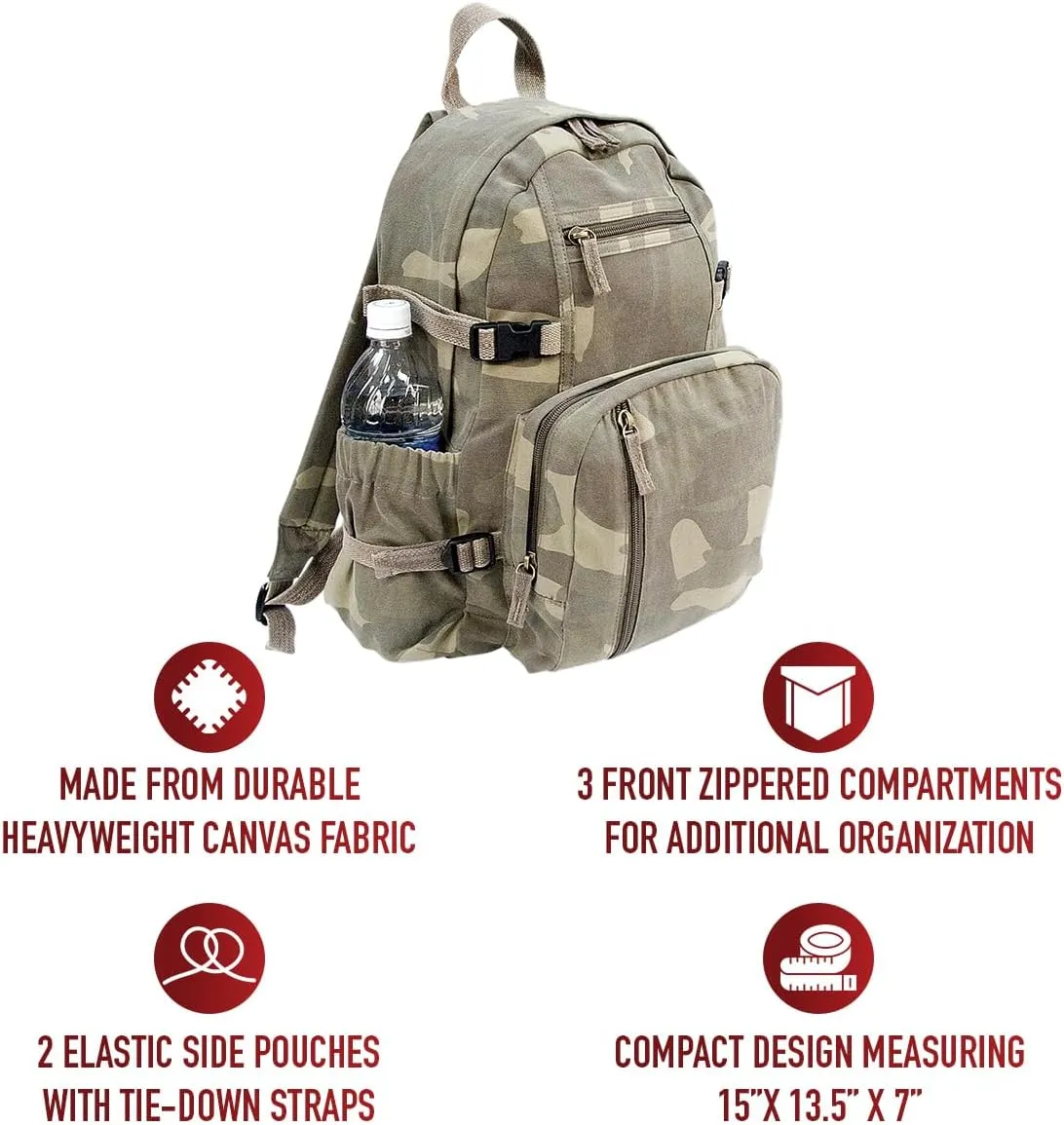Rothco Vintage Canvas Mini Backpack, Woodland