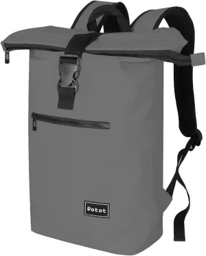 ROTOT Roll Top Travel Backpack, 22L High Volume Laptop Bag Carry on Accessories Essentials (Gray)