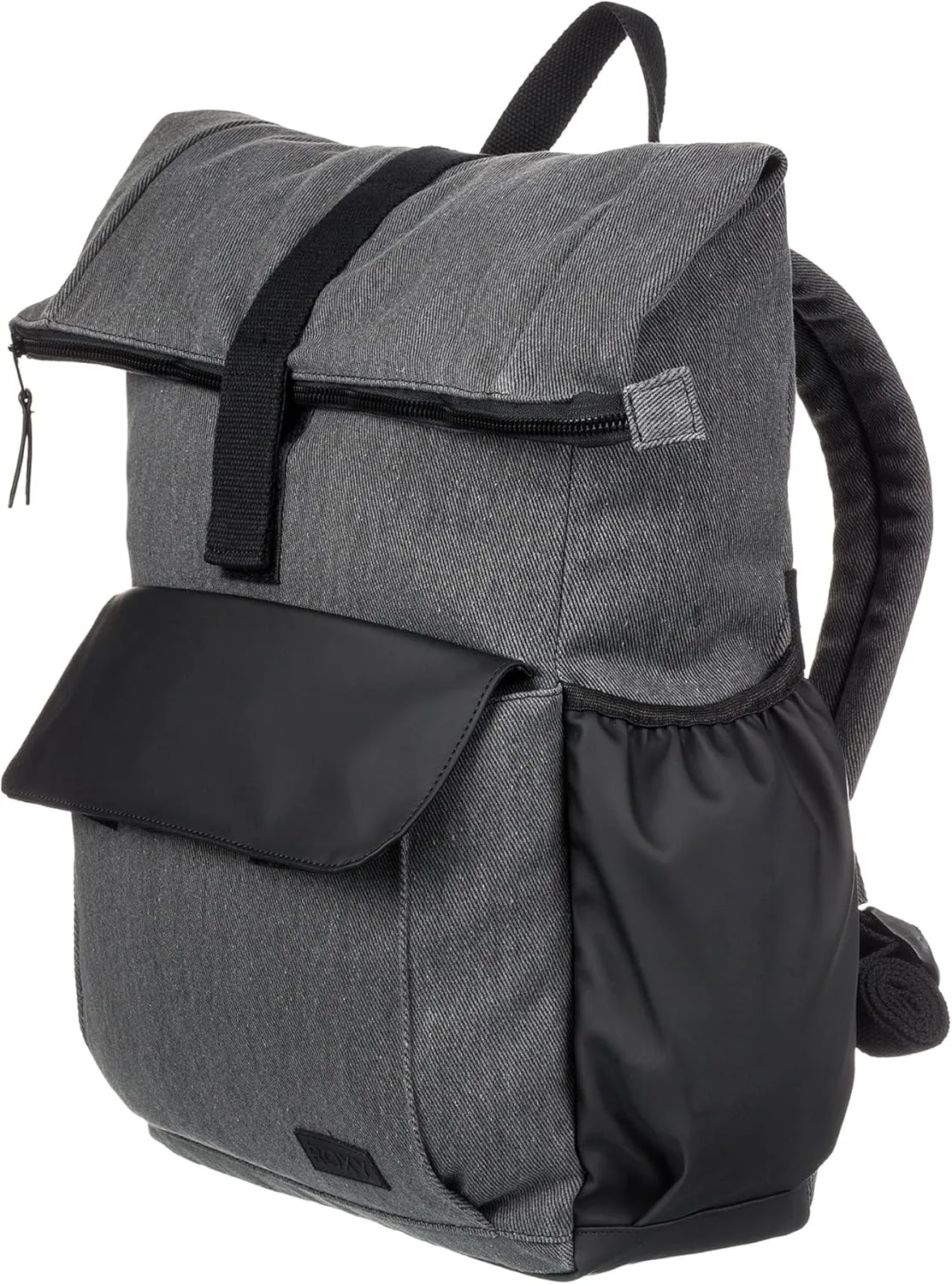 Roxy Women's Large Melting Spot Backpack with Padded Shoulder Straps and Exterior Storage, Anthracite (Roll Top), 13L
