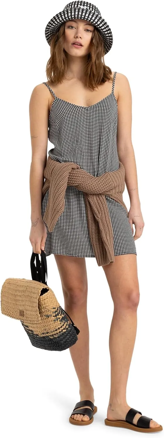 Roxy Women's Stylish Durable Straw Backpack with Adjustable, Mysterious Boardwalk-Natural/Black with Woven Strap, One Size