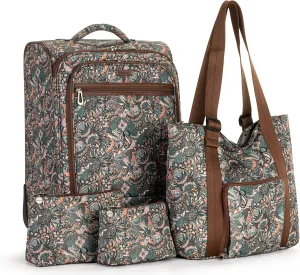 Sakroots On the Go 4 Piece Travel Bundle, Includes 21" Rolling Suitcase, Packable Large Tote, Medium & Small Pouches