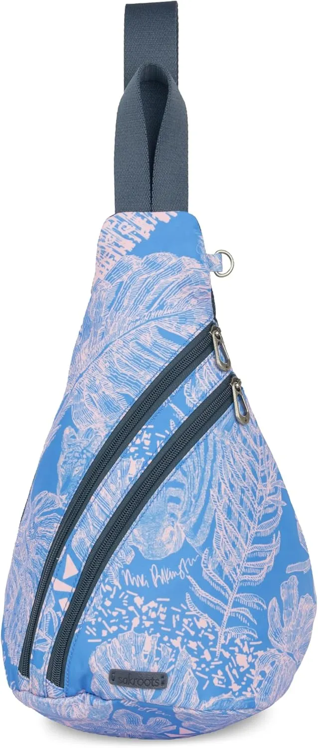 Sakroots Women's Go Sling Backpack, Bubblegum Wildlife, 9IN x 6IN x 15IN