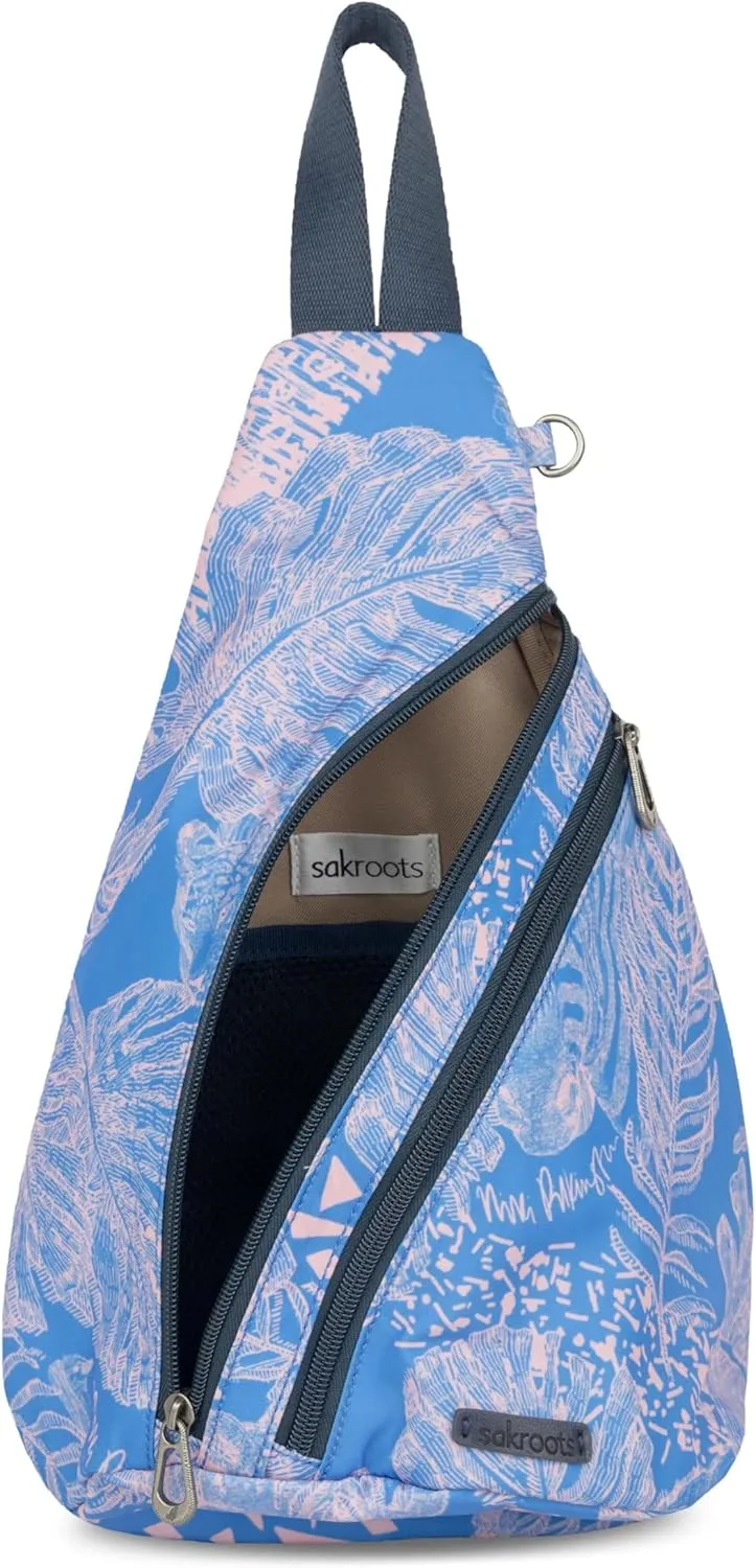 Sakroots Women's Go Sling Backpack, Bubblegum Wildlife, 9IN x 6IN x 15IN