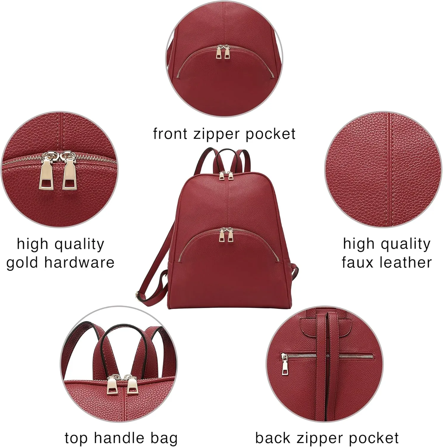Scarleton Backpack Purse for Women, Purses for Women, Women Backpack Purse, Top Handle Mini Backpack, Travel Backpack, H160810 - Red