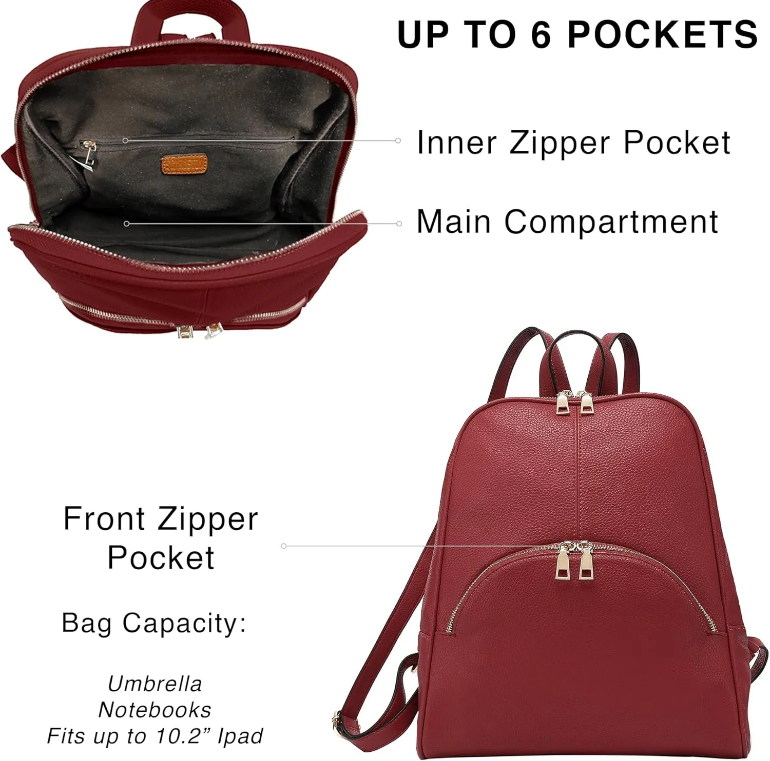 Scarleton Backpack Purse for Women, Purses for Women, Women Backpack Purse, Top Handle Mini Backpack, Travel Backpack, H160810 - Red