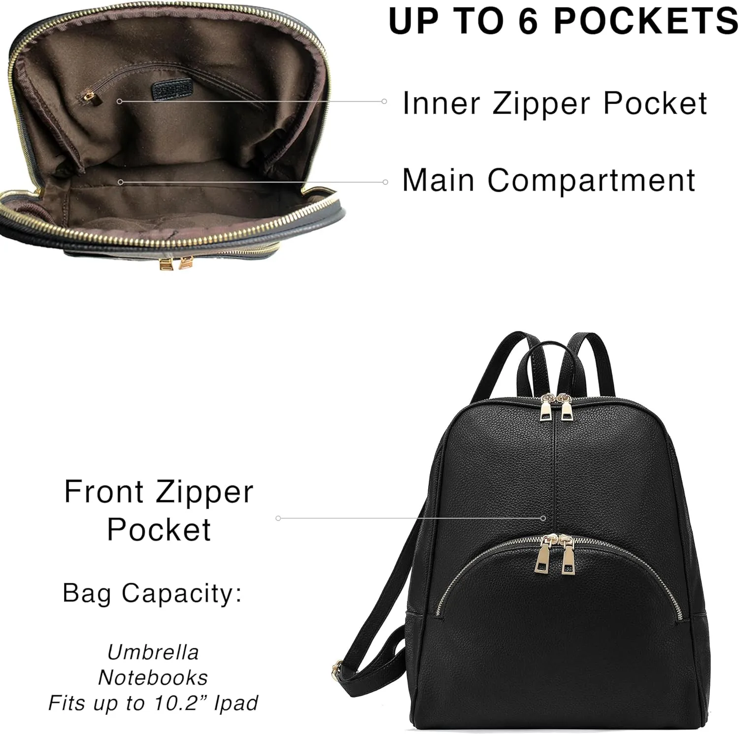 Scarleton Backpack Purse for Women, Top Handle Mini Backpack, Travel Back pack, H160801 - Black