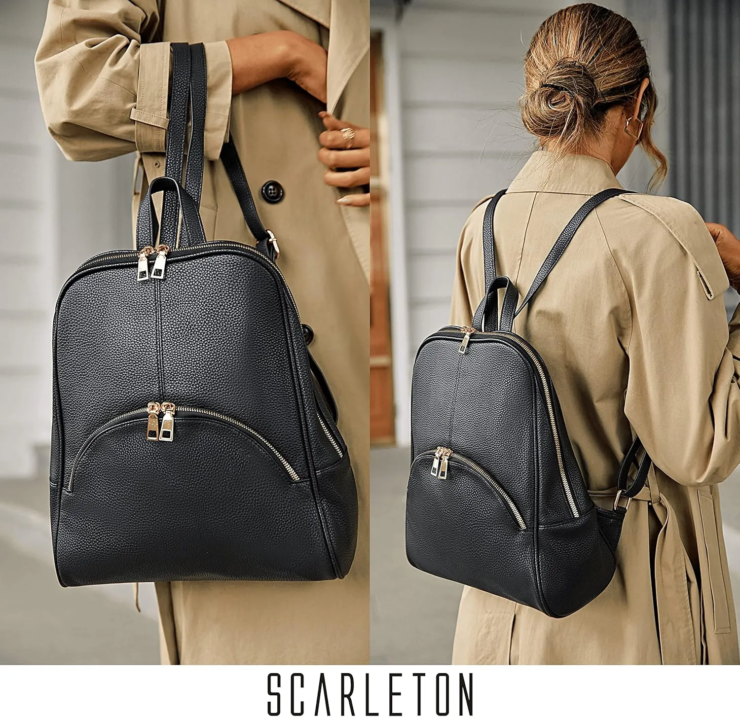 Scarleton Backpack Purse for Women, Top Handle Mini Backpack, Travel Back pack, H160801 - Black
