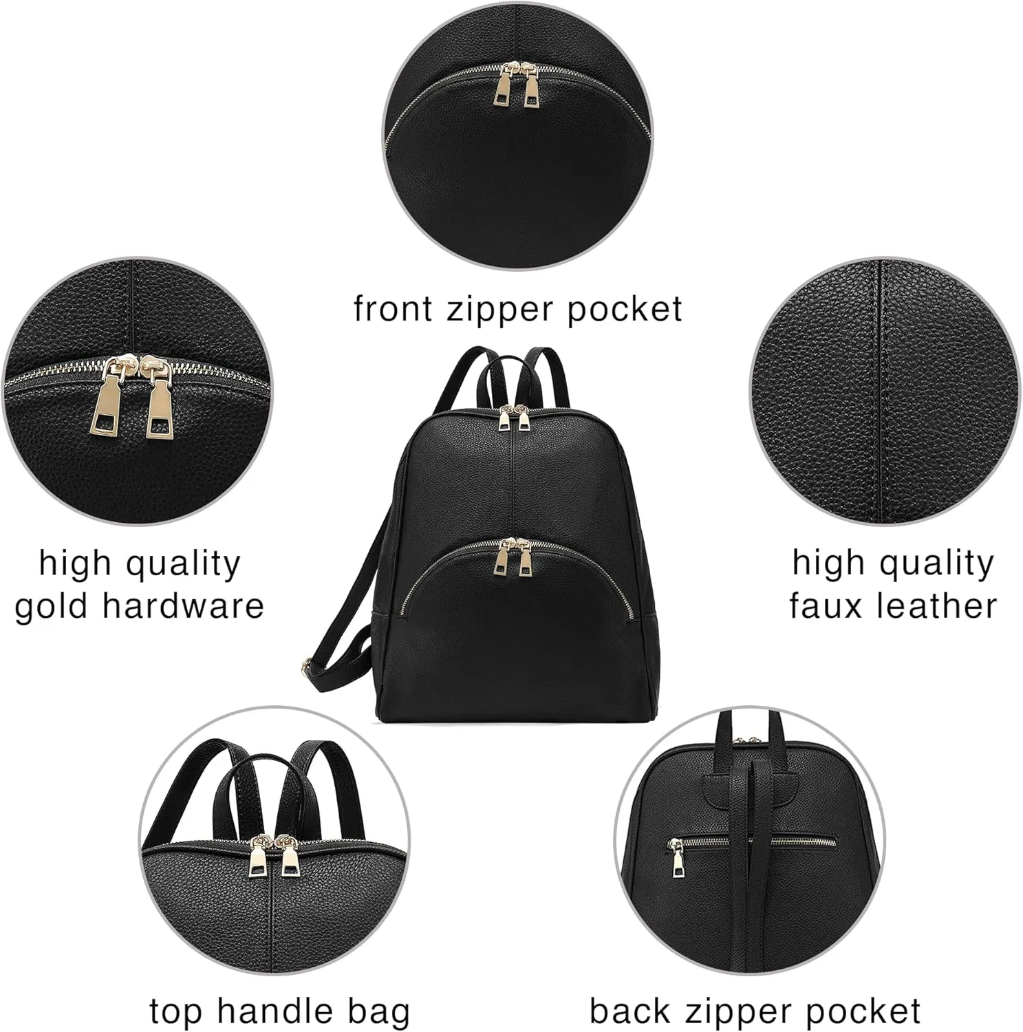 Scarleton Backpack Purse for Women, Top Handle Mini Backpack, Travel Back pack, H160801 - Black