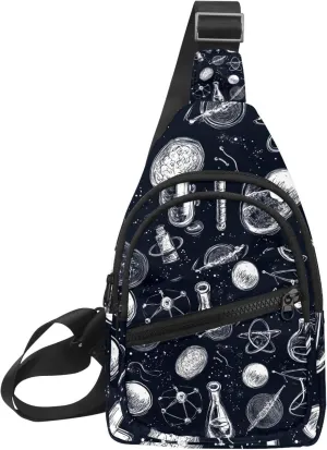 science vector Crossbody Bag with Adjustable Shoulder Strap, Shoulder Bag for Men and Women Sling Backpack for Travel, Cycling, Work, Sport