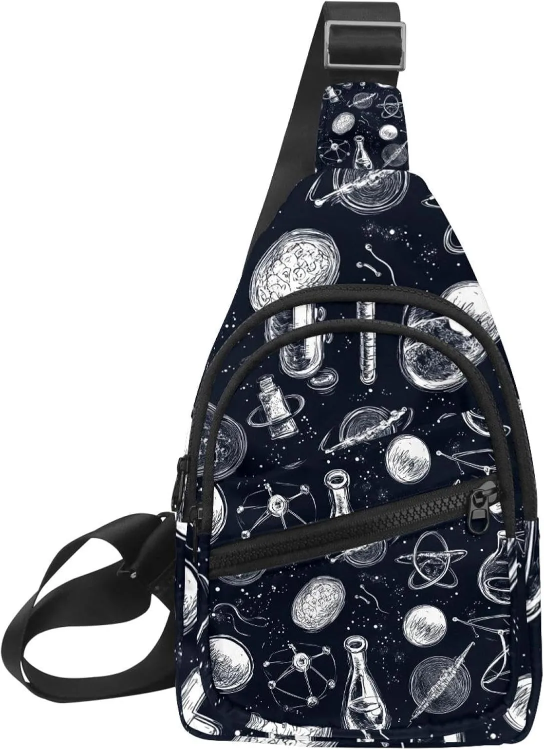 science vector Crossbody Bag with Adjustable Shoulder Strap, Shoulder Bag for Men and Women Sling Backpack for Travel, Cycling, Work, Sport