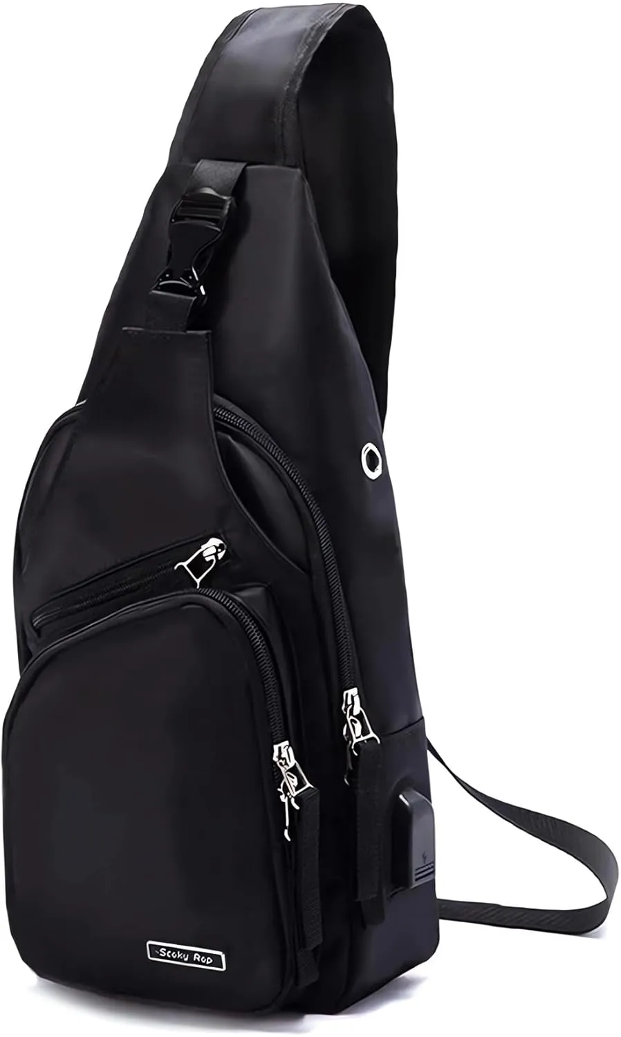 Seoky Rop Men Women Sling Backpack Nylon Water Resistant Shoulder Chest Crossbody Sling Bag with USB Charging Port