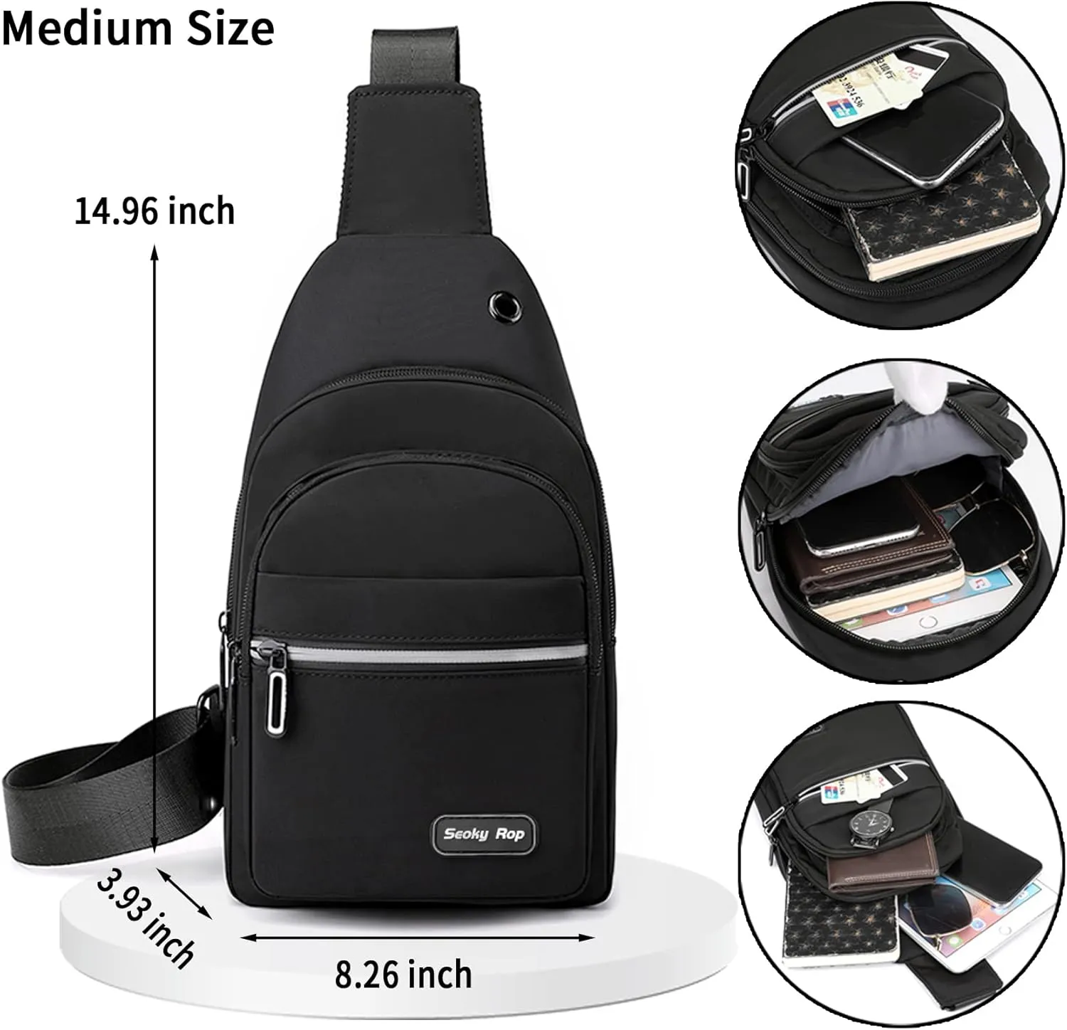 Seoky Rop Sling Bag Crossbody Backpack for Men Women Multipurpose Chest Shoulder Bag for Travel Hiking Daypack Blue