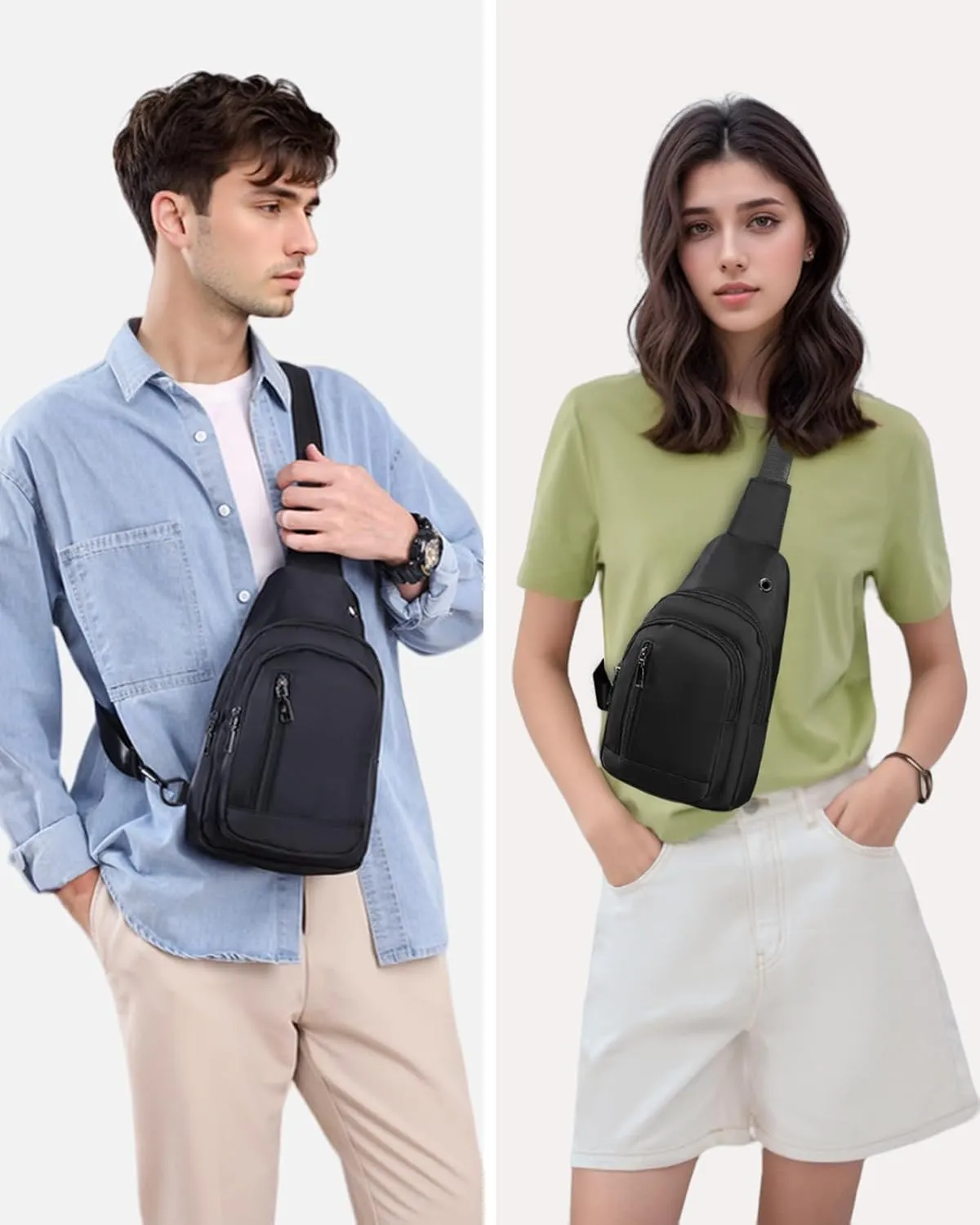 Seoky Rop Sling Bag Crossbody Backpack for Men Women Small Purse Chest Shoulder Bag for Travel Hiking Daypack Black