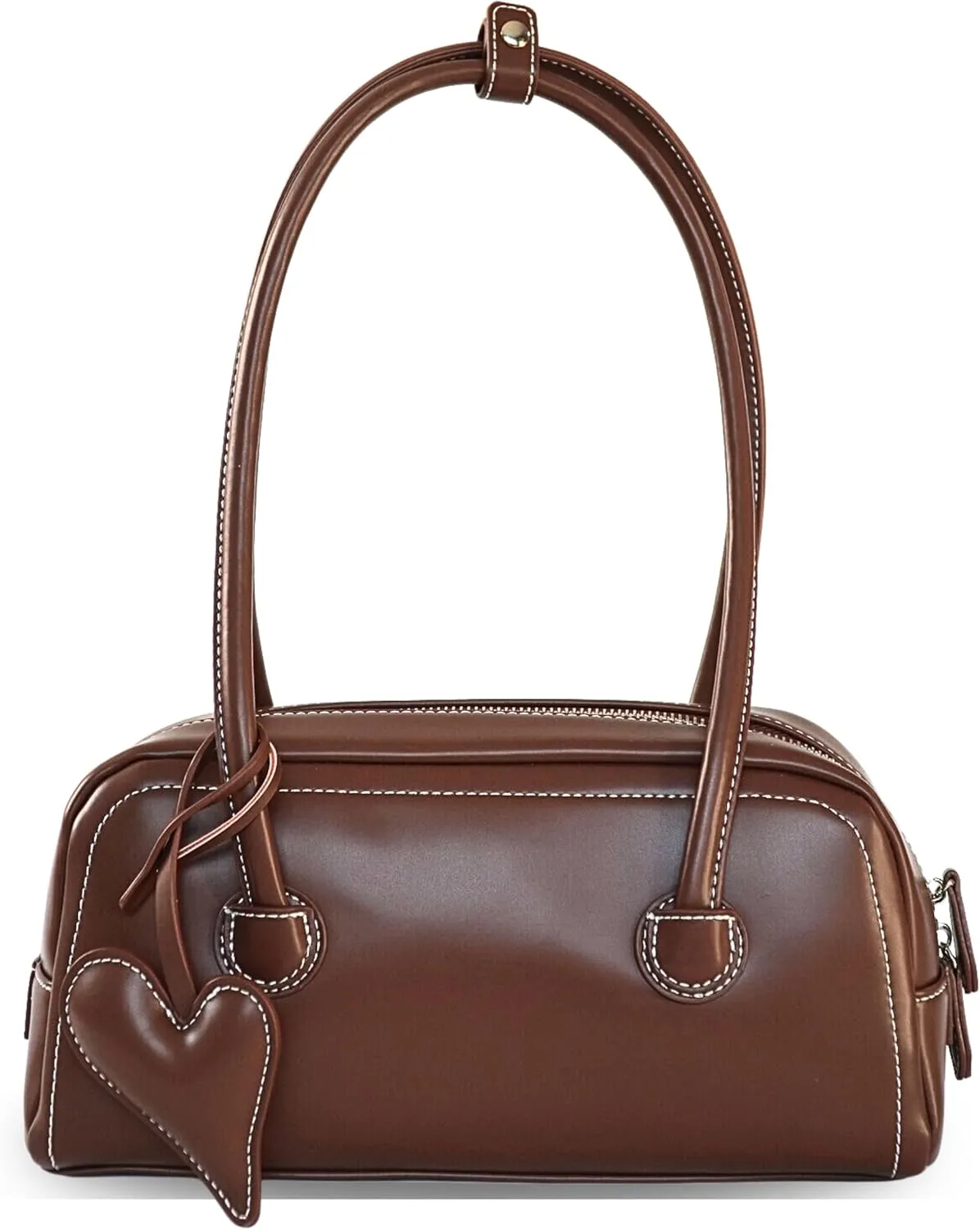 Shoulder Bag for Women Vegan leather Vegan Suede Vintage Handbag Retro Classic Small Hobo Purse with Heart Charm