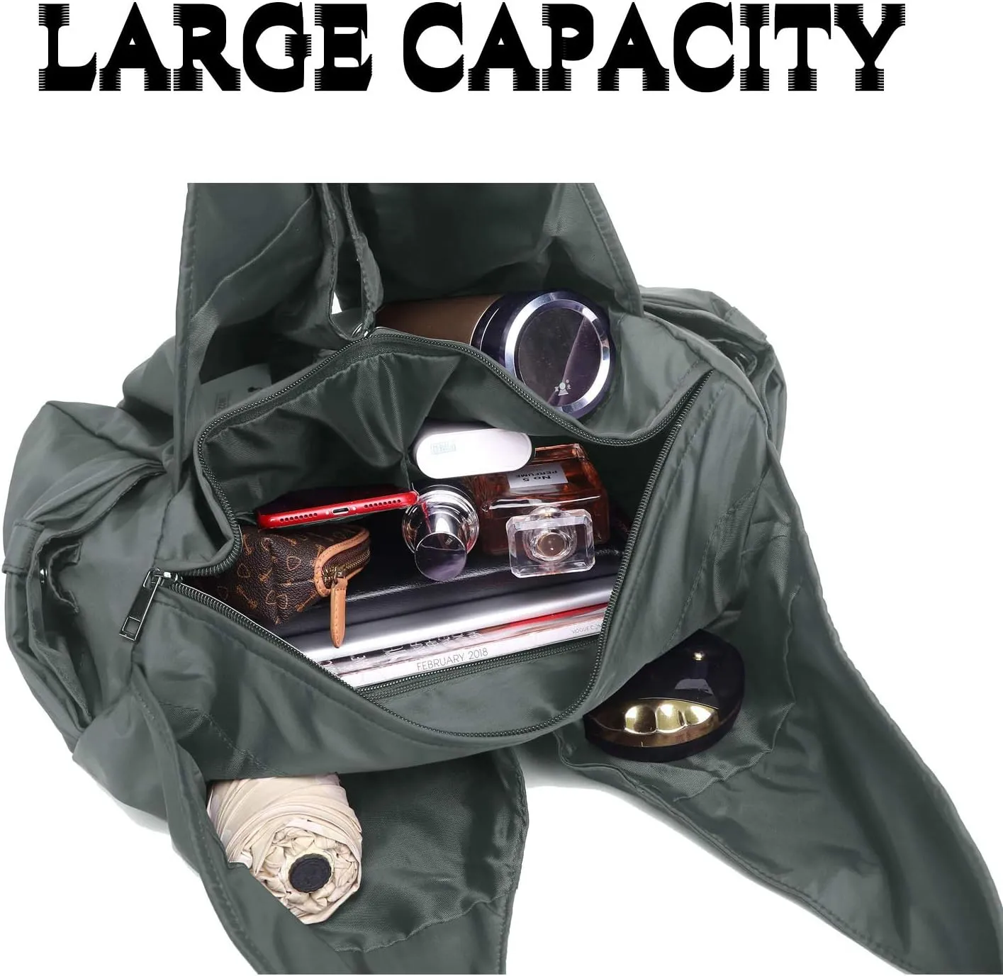 Shoulder Bag for Women, Waterproof Shopping Lightweight Work Purse and Handbag Travel Tote Oxford Nylon Large Capacity Hobo