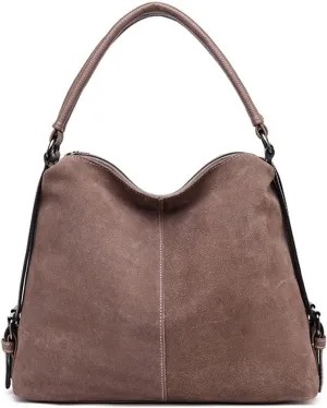 Shoulder bag Women Real Suede Leather Hobo Bag， Female Leisure Large Shoulder Bags， Shopping Casual Handbag