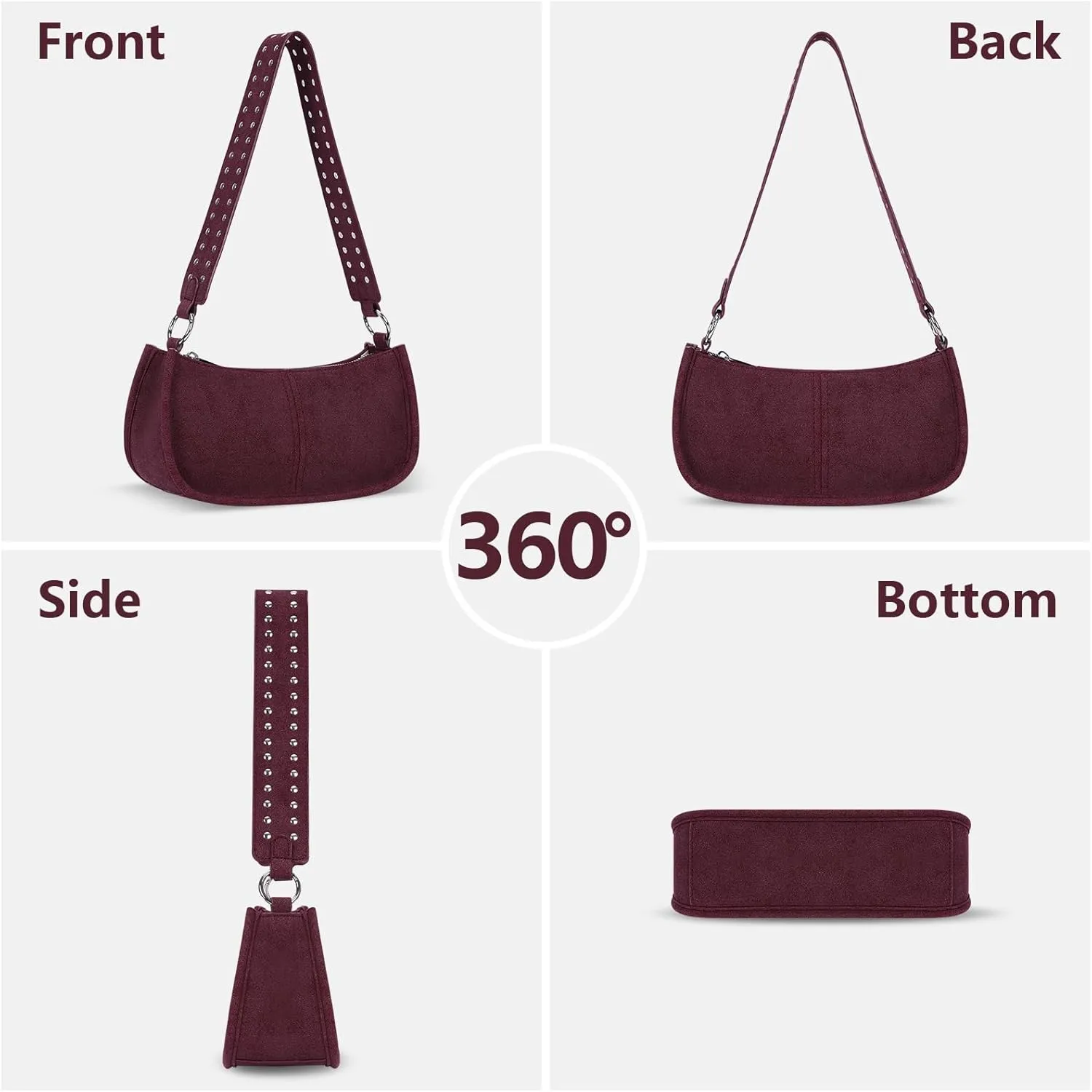 Shoulder Bags for Women Y2k Purse and Handbags Retro Studded Crossbody Bag Small Shoulder Purse Leather Hobo Handbag