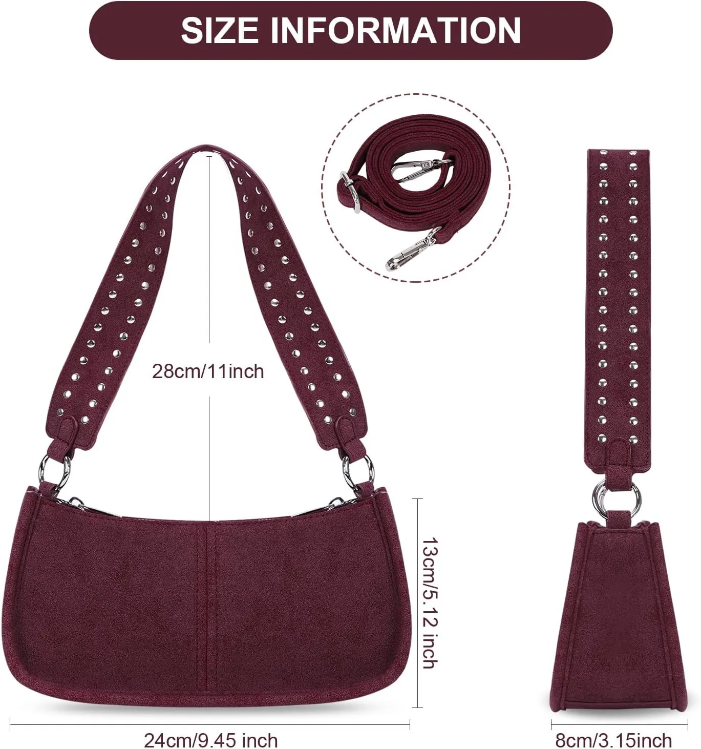 Shoulder Bags for Women Y2k Purse and Handbags Retro Studded Crossbody Bag Small Shoulder Purse Leather Hobo Handbag