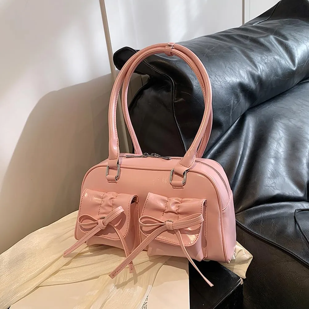 Shoulder Bags for Women Y2k Small Shoulder Bag Red Purse Burgundy Purse Coquette Bow Purse Trendy Red Shoulder Ba