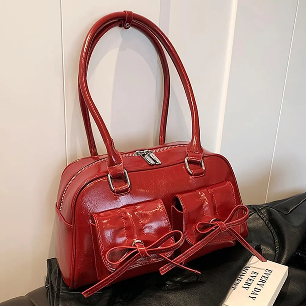 Shoulder Bags for Women Y2k Small Shoulder Bag Red Purse Burgundy Purse Coquette Bow Purse Trendy Red Shoulder Ba