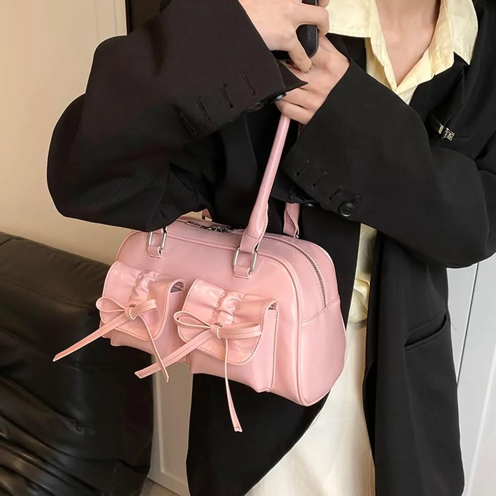 Shoulder Bags for Women Y2k Small Shoulder Bag Red Purse Burgundy Purse Coquette Bow Purse Trendy Red Shoulder Ba