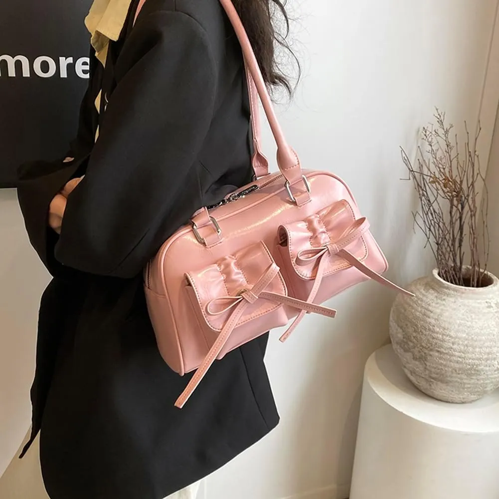 Shoulder Bags for Women Y2k Small Shoulder Bag Red Purse Burgundy Purse Coquette Bow Purse Trendy Red Shoulder Ba