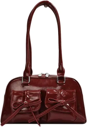Shoulder Bags for Women Y2k Small Shoulder Bag Red Purse Burgundy Purse Coquette Bow Purse Trendy Red Shoulder Ba
