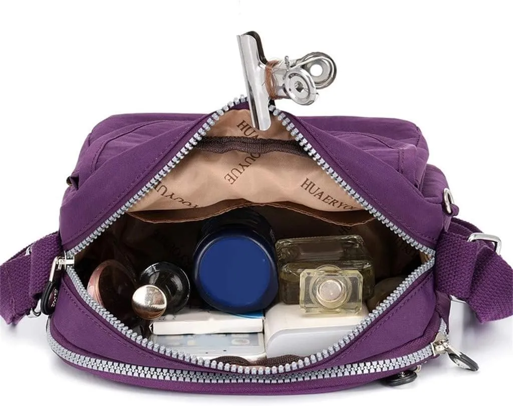 Shoulder Handbag Shopping Nylon Daily Women Bag Elegant Messenger Bags Mens Messenger Bags Leather (Purple, One Size)