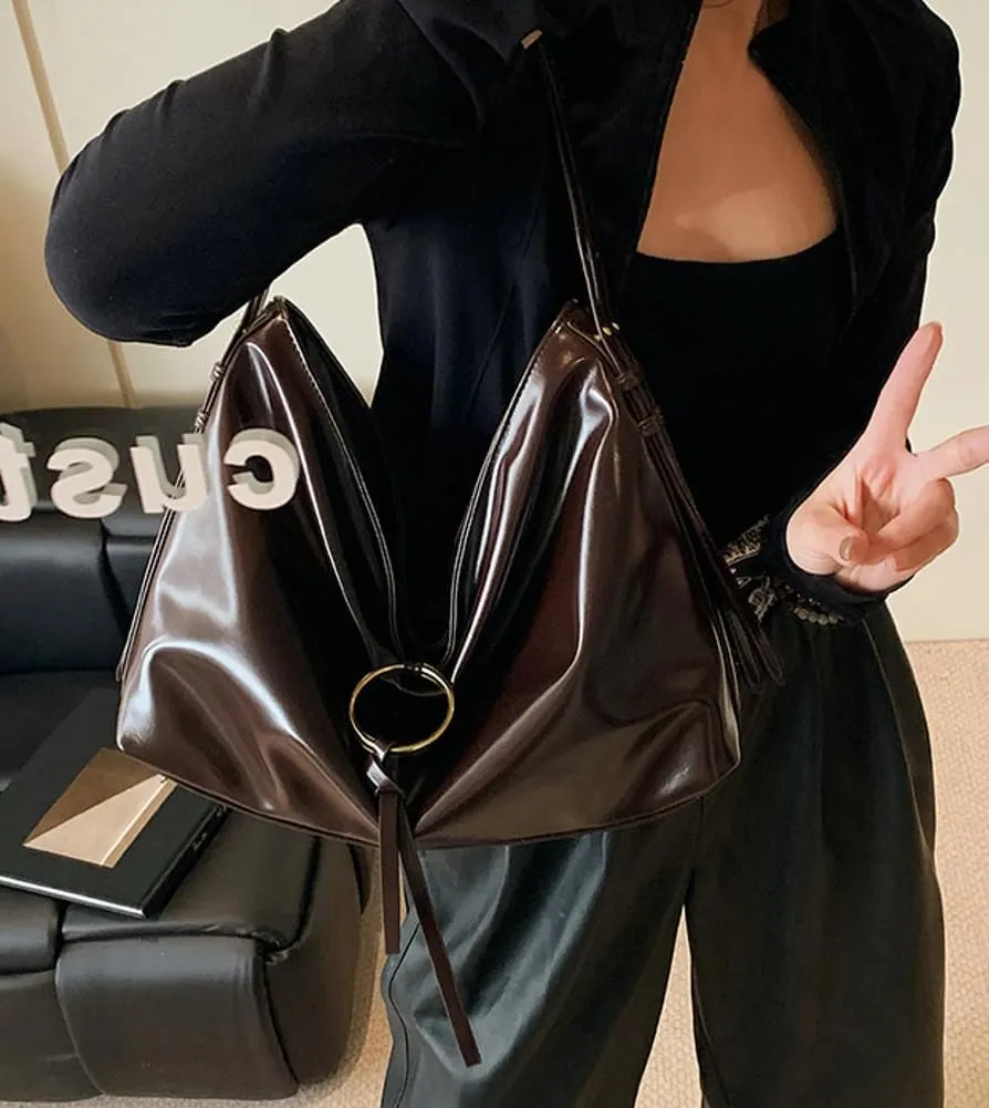 Shoulder Purse Hobo Bag for Women Soft Vegan Leather Shoulder Handbag Slouchy Tote Crossbody Bag Y2K Handbags