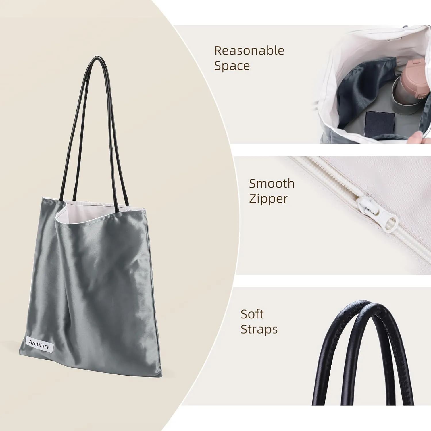 Silk Hobo Bags for Women,Casual Tote Bag,Large Capacity Shoulder Handbags with Inner Pockets
