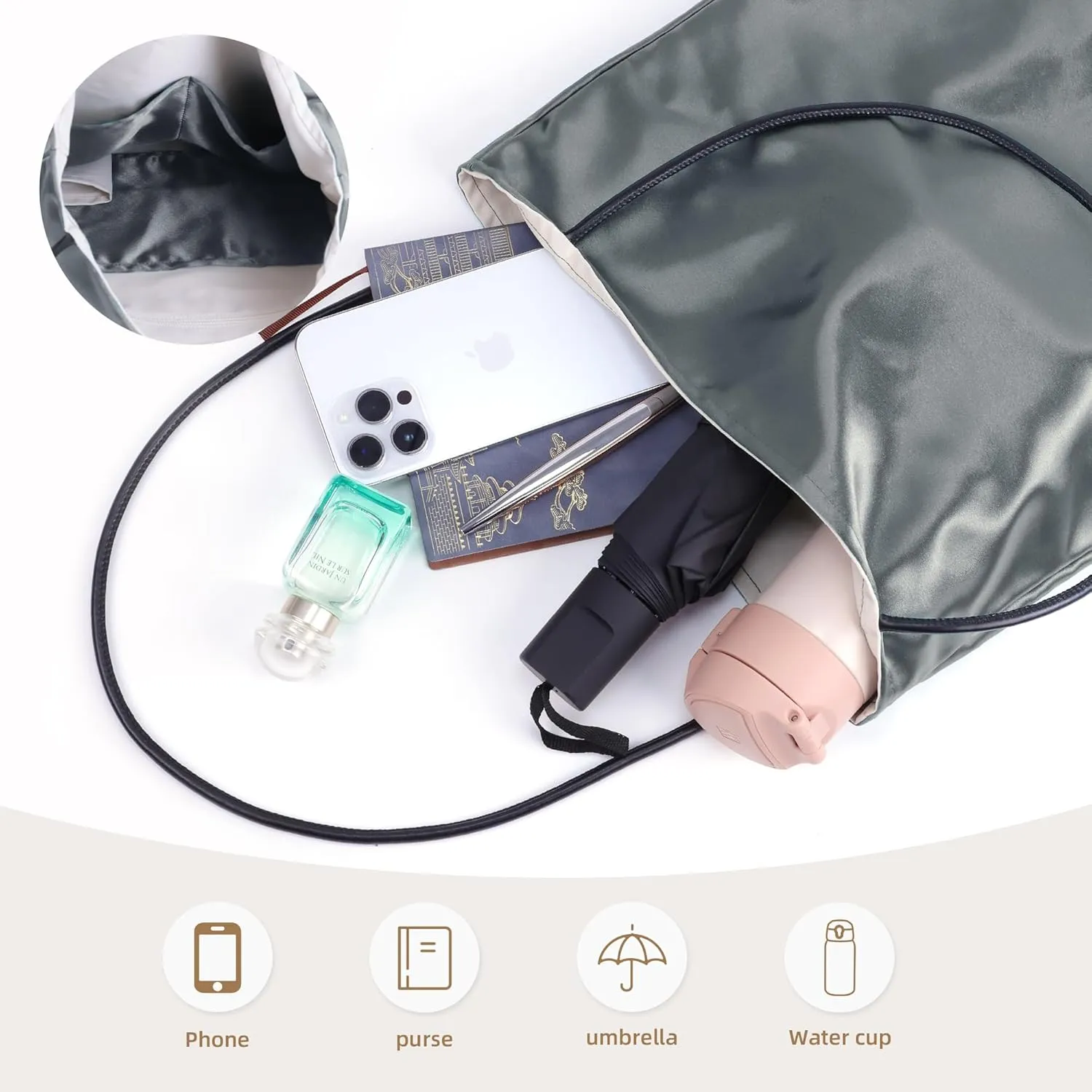 Silk Hobo Bags for Women,Casual Tote Bag,Large Capacity Shoulder Handbags with Inner Pockets