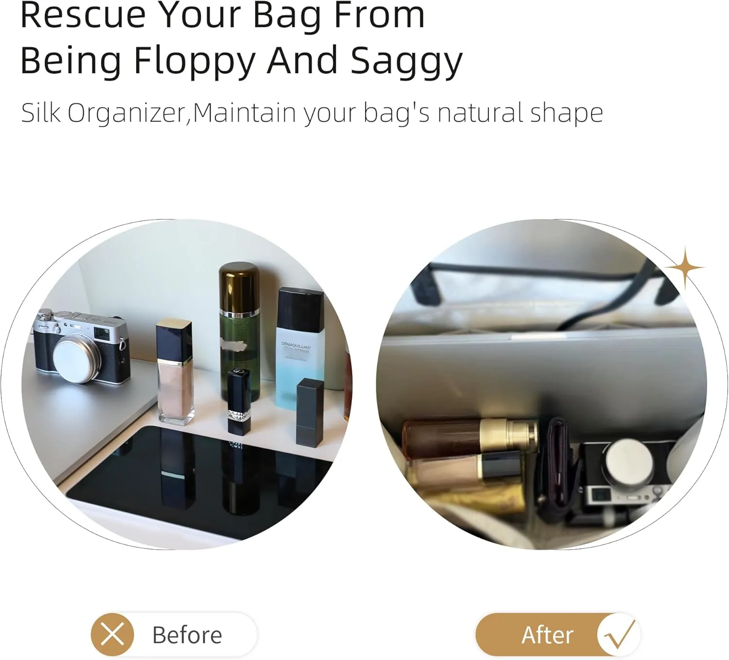 Silk Purse Organizer for Anjou Mini/PM/GM,Insert Bag in Bag,Luxury Handbag Tote Lining Bag Shapers(PM,Burgundy)
