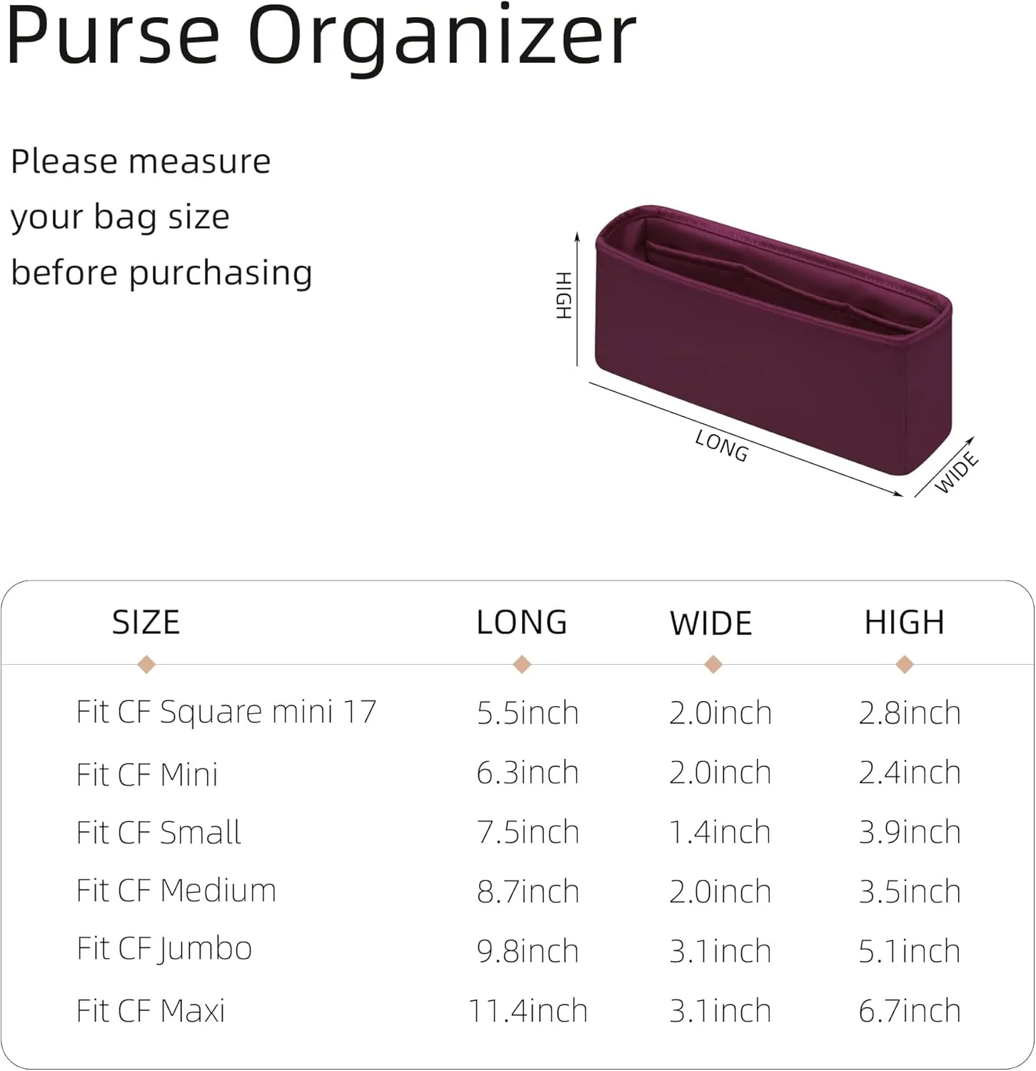 Silk Purse Organizer for Chanel Classic Flap Square/Mini/Small/Medium/Jumbo/Maxi,Insert Bag in Bag,Luxury Handbag Tote Lining Bag Shapers(CF Jumbo 30,Fuchsia)