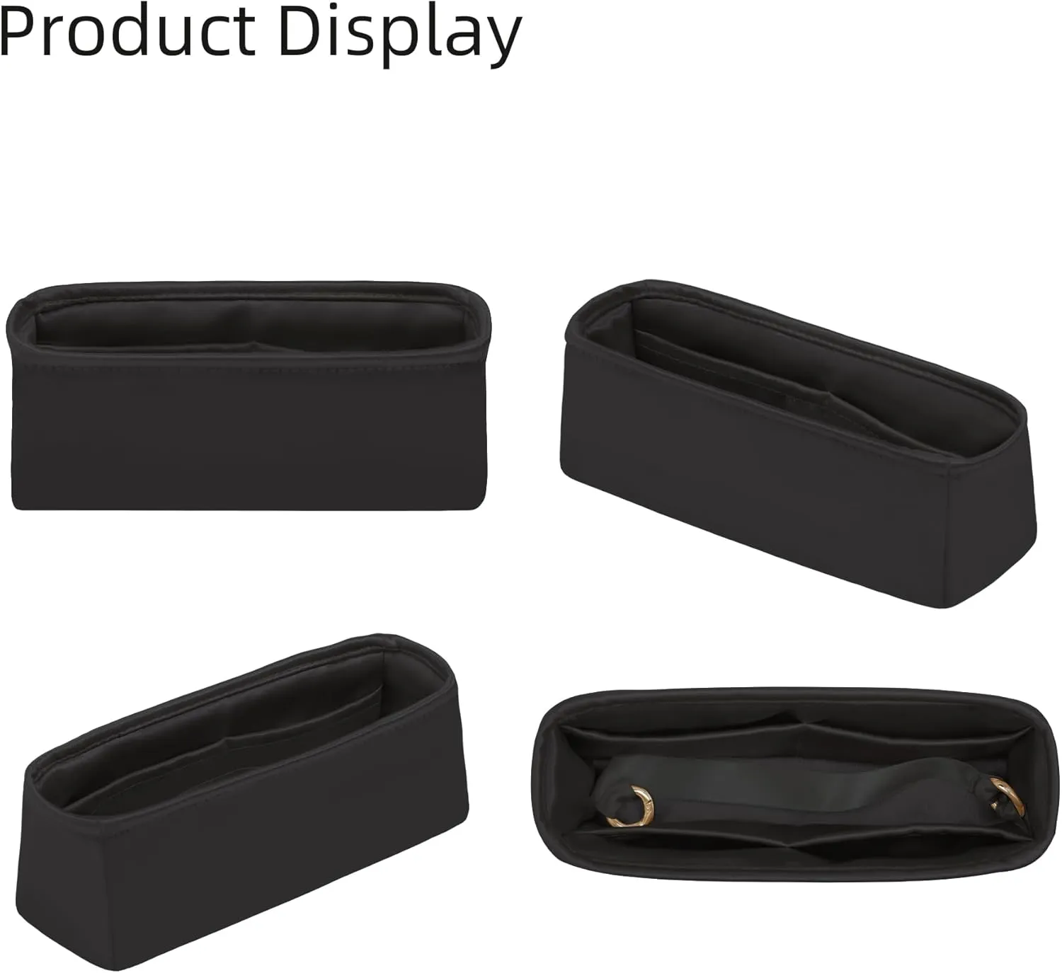Silk Purse Organizer for Extra Pocket L19/L27,Insert Bag in Bag,Luxury Handbag Tote Lining Bag Shapers(L19,Black)