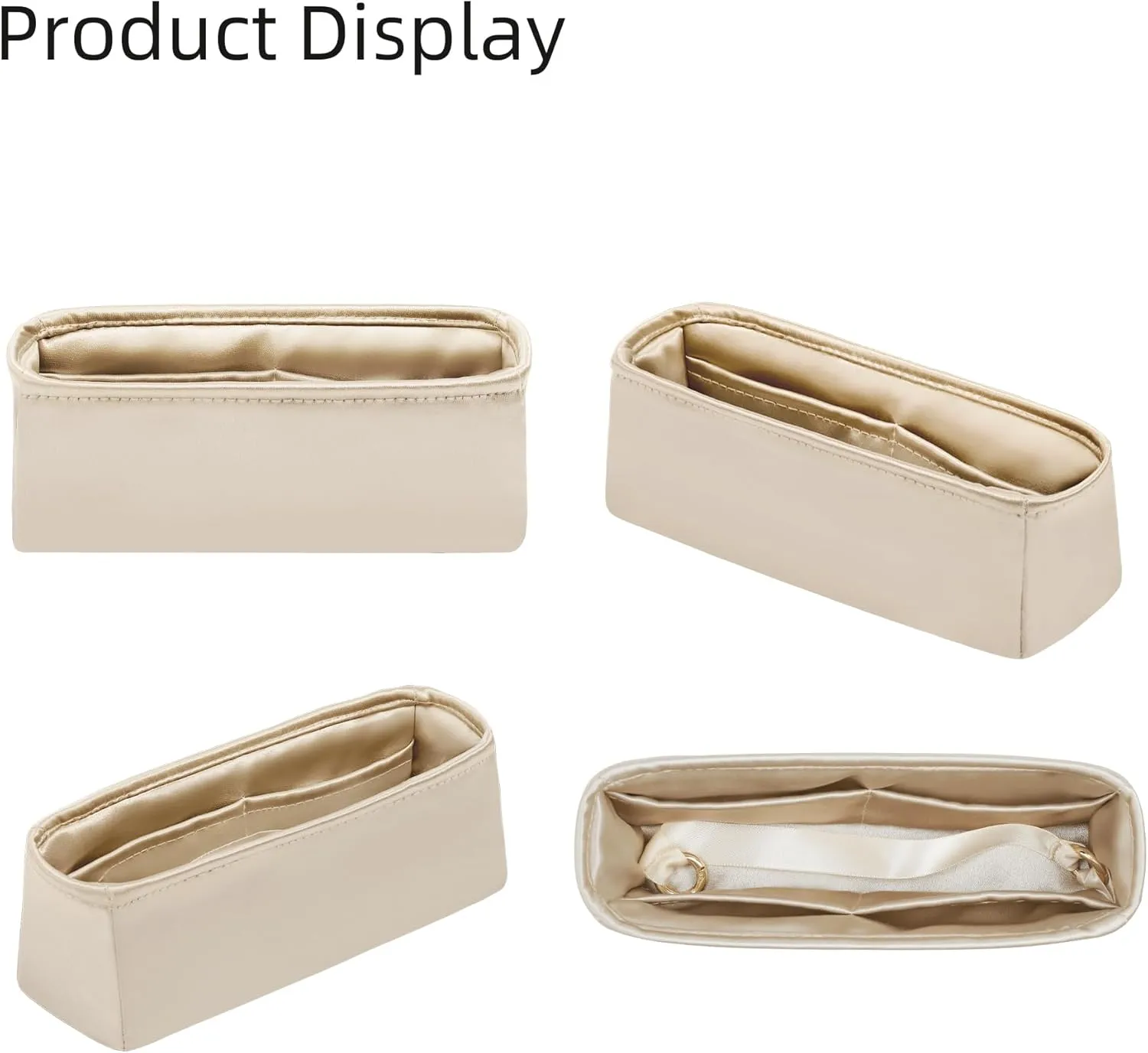 Silk Purse Organizer for Extra Pocket L19/L27,Insert in Bag,Luxury Handbag Tote Lining Bag Shapers(L19,Champagne)