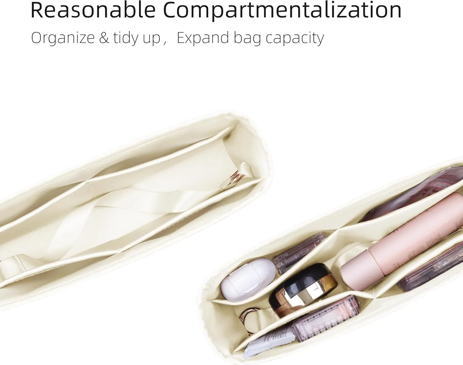 Silk Purse Organizer for Kelly Danse,Insert Bag in Bag,Luxury Handbag Tote Lining Bag Shapers(Danse22,Craie)